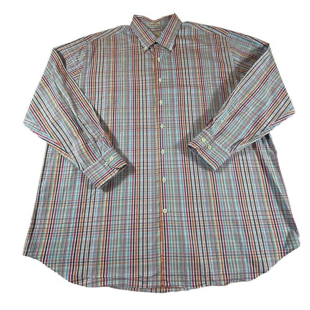 Peter‎ Millar Dress Shirt Mens Size 2XL Colorful Plaid Business Formal Business